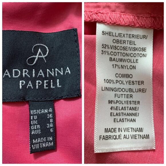 Adrianna Papell Party Dress Fuchsia Pink Lace A-line Dress Women's Size 4 - Picture 9 of 10